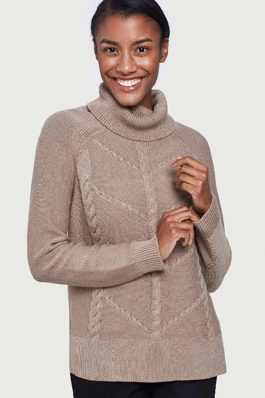 Hideaway Cableknit Turtleneck Sweater Sequined Glittery Shiny