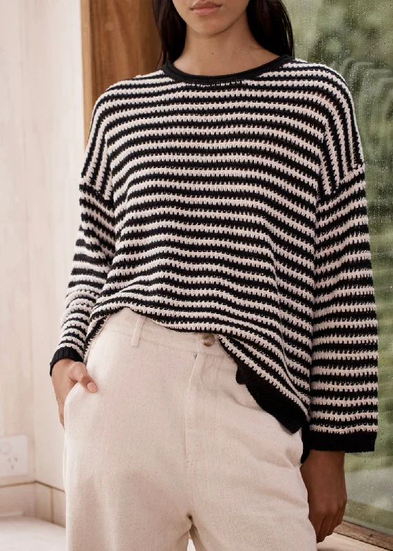 Louisa Stripe Sweater Mesh Sweater Canvas Denim