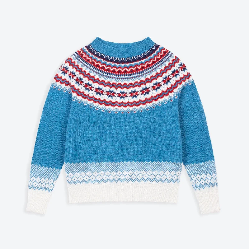 Lowie Blue Caerphilly Fair Isle Jumper Spandex Blend Rayon Blend Denim Blend