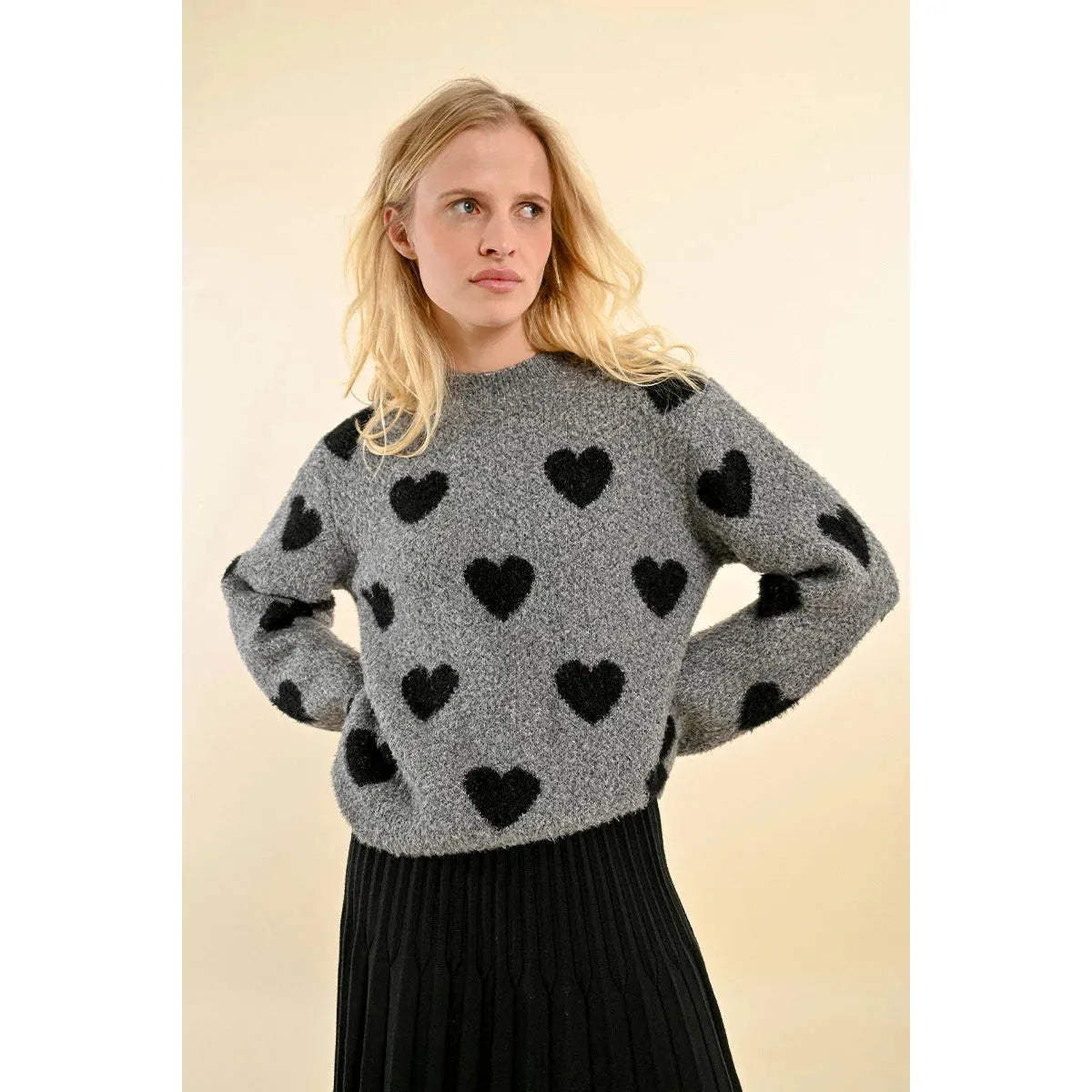 Molly Bracken Heart Sweater Modern Contemporary Chic