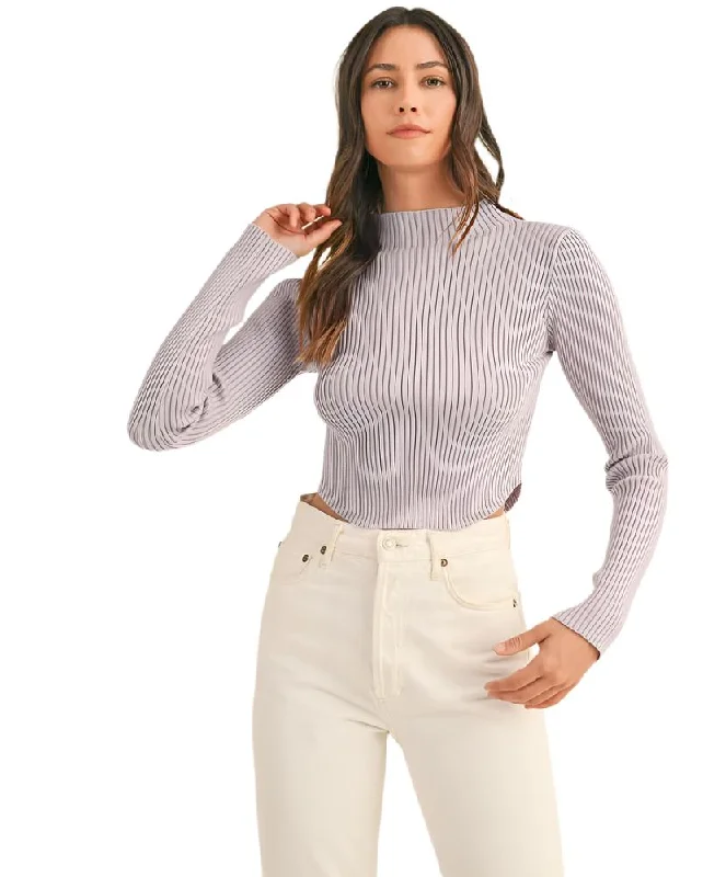 Mae Mock Neck Crop Sweater Stretchy Elastic Breathable