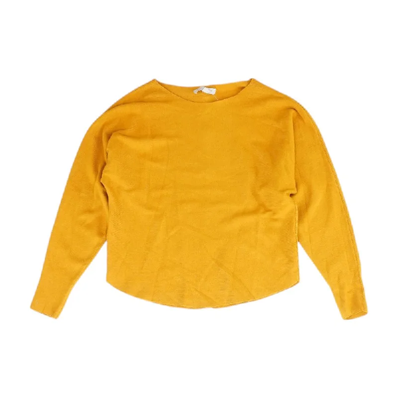 Mustard Solid Crewneck Sweater Sweater Knitwear Pullover