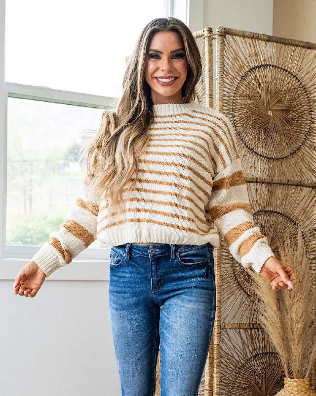 NEW! Jasmine Caramel Stripe Chenille Sweater Handmade Hand-knitted Hand-woven