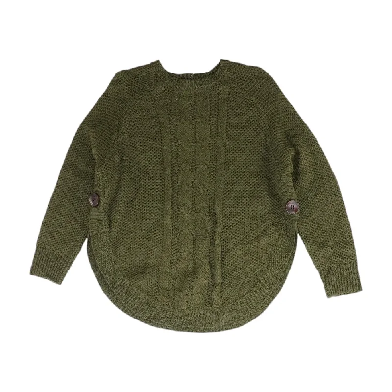 Olive Solid Crewneck Sweater Layered Multi-layer Single Layer