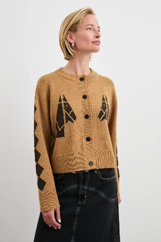 Rails Mavie Sweater in Camel Stables Solid Print Embellished