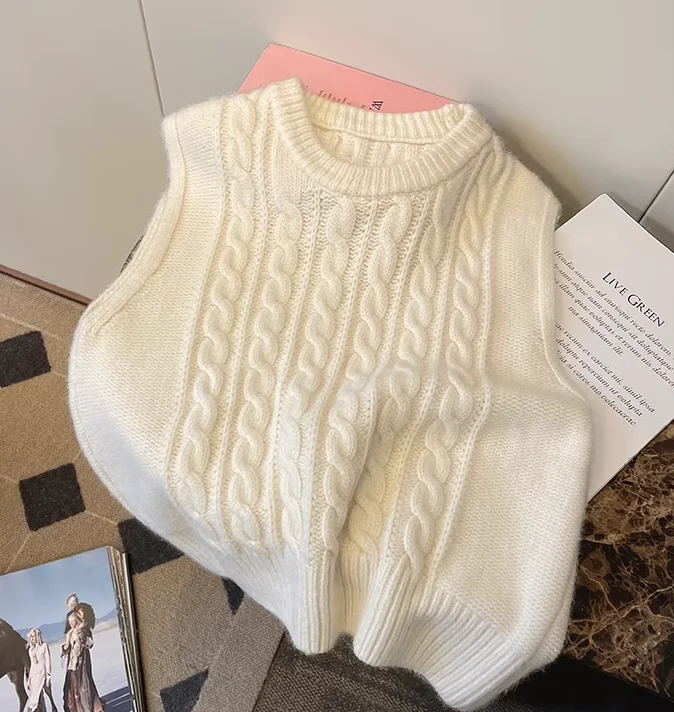 sweater vest for women new retro knitted vest outer wear      S5032 Wool Sweater Cotton Sweater Cashmere Sweater