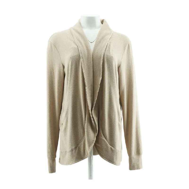 Tan Solid Cardigan Sweater Modern Contemporary Chic