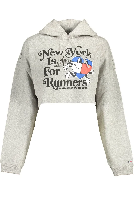 Tommy Hilfiger Gray Cotton Women Sweater Print Jacquard Patchwork