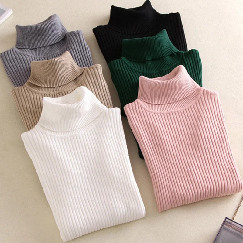 Turtleneck Sweater Women 2019 Winter Autumn Women Pullover Sweater Knitted Cashmere Sweater Women Sweaters Kardigan Pull Femme Glossy Satin Silk