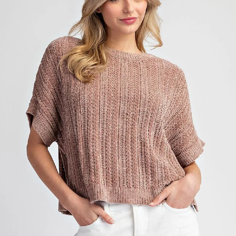 Ultra Soft Short Sleeve Sweater Top Wool Fabric Cashmere Fabric Tweed Fabric