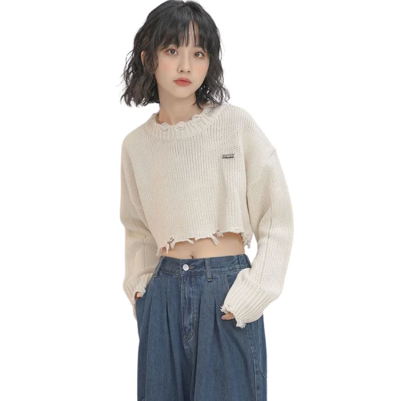 Women Knit Cropped Sweater Casual Formal Business