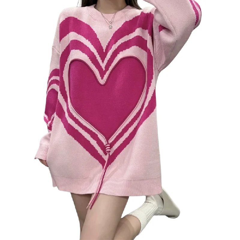 Women's 3D Love Sweater Mesh Blend Leather Blend Suede Blend