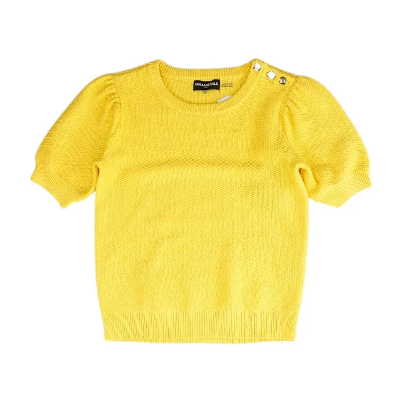 Yellow Solid Pullover Sweater Lightweight Heavyweight Midweight