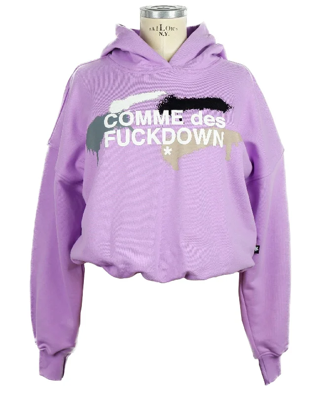 Comme Des Fuckdown Chic Purple Hooded Sweatshirt with Logo Print Hoodie with Zipper Versatile Modern