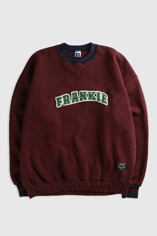 Frankie Upcycled Varsity Sweatshirt Hoodie with Side Slits Relaxed Casual