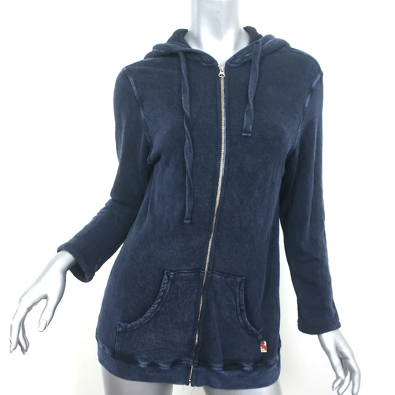 FREECITY Superfluff Lux Zip-Up Hoodie Sweatshirt Navy Size 3 Hoodie with Ribbed Neckline Snug Warm