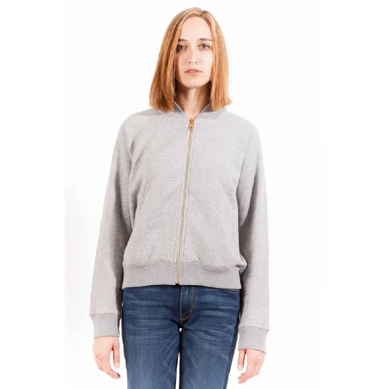 Gant Chic Gray Zippered Cotton Sweatshirt with Logo Cotton Hoodie Fleece Lining Warmth