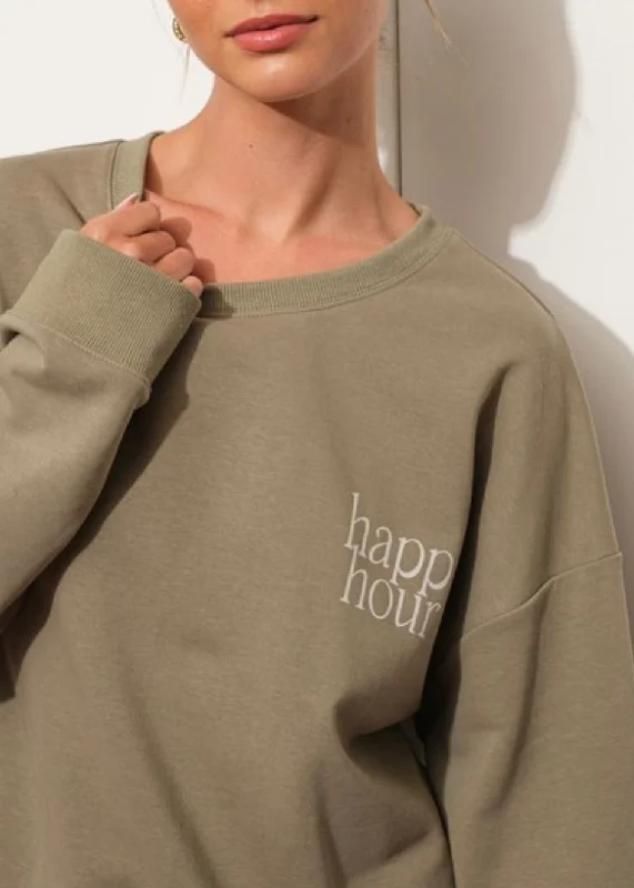 Happy Hour Sweatshirt Hoodie with Zipper Placket Modern Functional