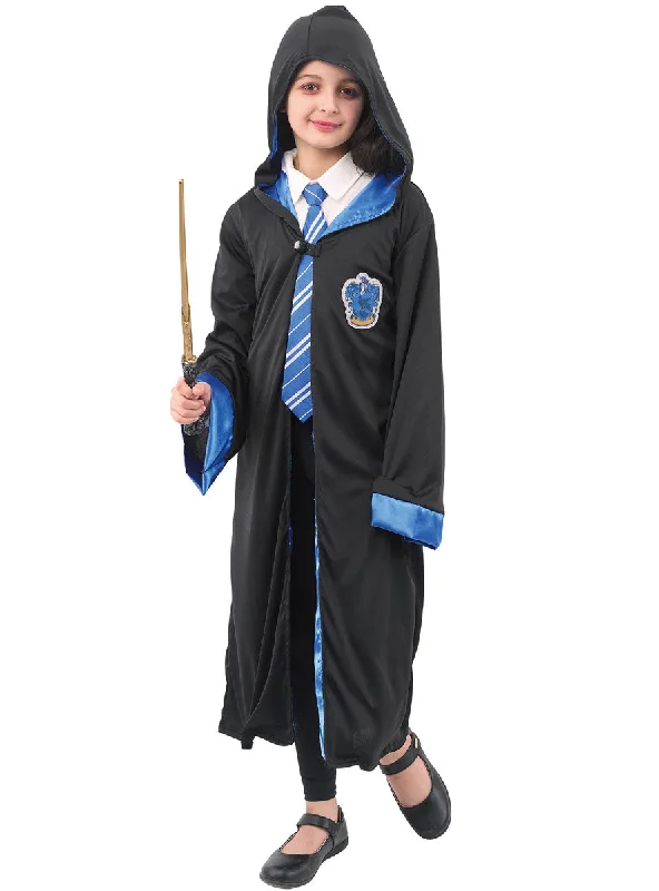 Hooded Girls Magical Blue House Robe Costume Hoodie with Contrast Stitching Detailed Premium