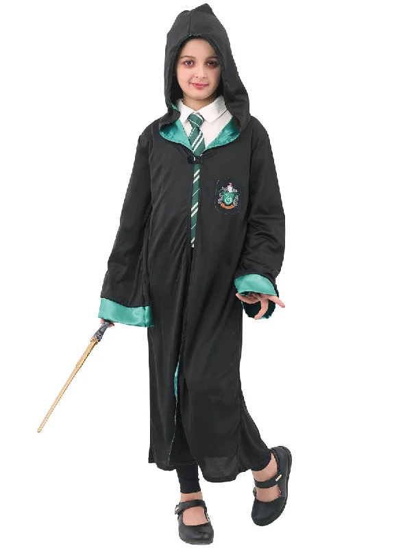 Hooded Girls Magical Green House Robe Costume Hoodie with Frayed Bohemian Relaxed