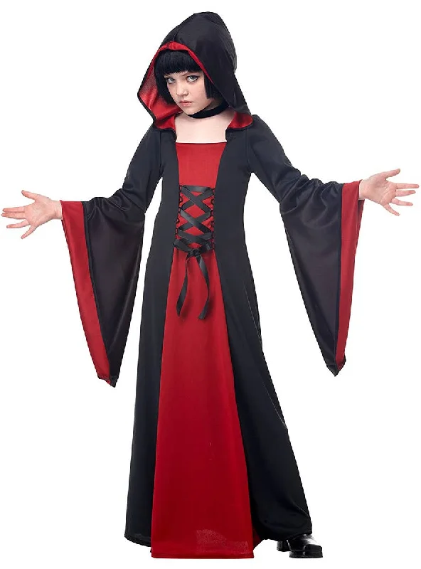 Hooded Long Red Robe Girls Halloween Costume Hoodie with Crew Neck Simple Timeless