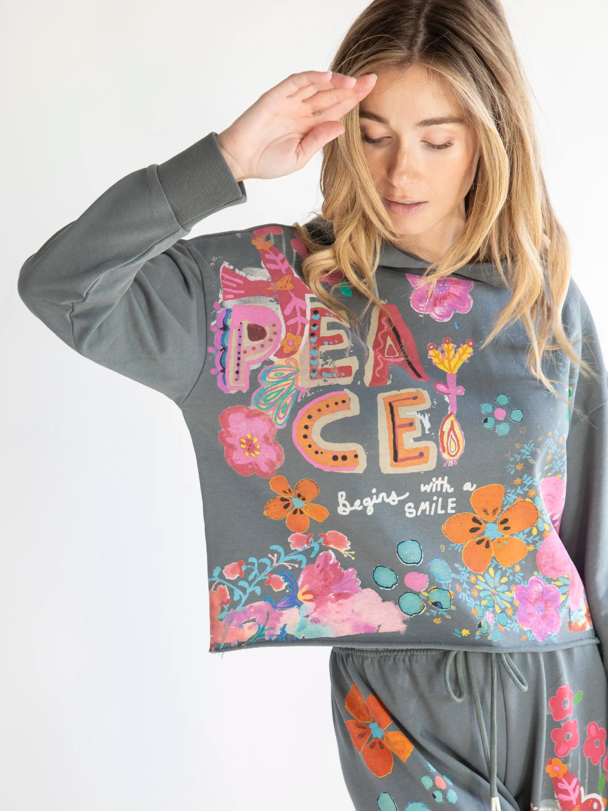 Life Is A Canvas Hoodie - Peace Charcoal Hoodie with Print Artistic Unique