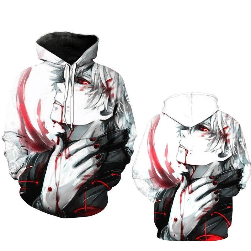 Men Hoodies 3D Tokyo Ghoul Hoodies Pullovers Men/Women's Leisure Hat Sportswear Men's Hoodie with Zipper Placket Modern Functional