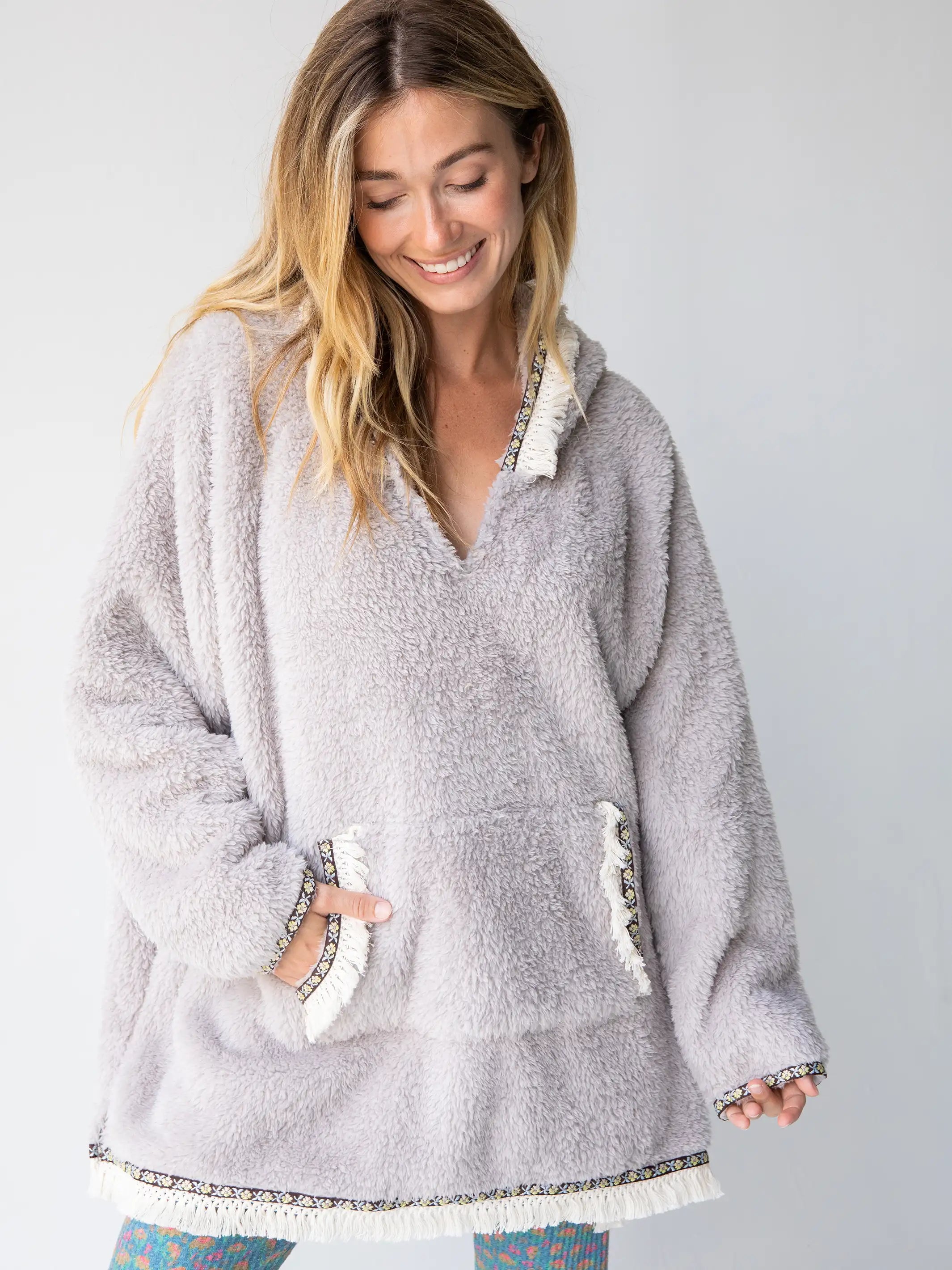 Oversized Blanket Hoodie - Silver Hoodie with Reflective Safety Nightwear