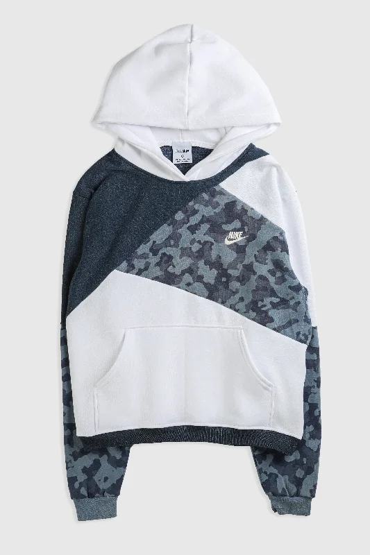 Rework Nike Patchwork Sweatshirt - S Hoodie with High-Low Hem Asymmetrical Trendy