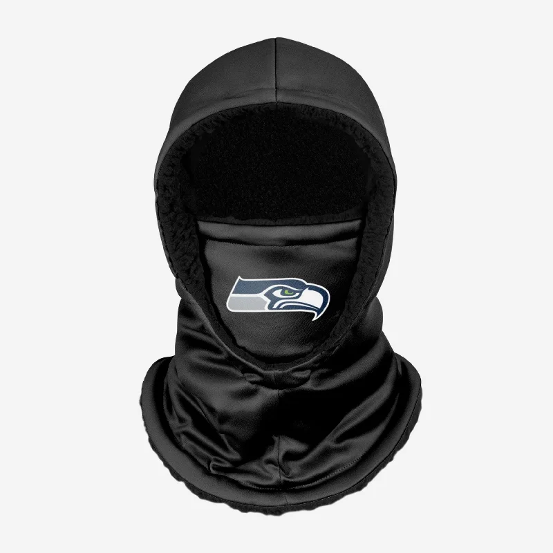 Seattle Seahawks Black Hooded Gaiter Oversized Hoodie Comfort Casual