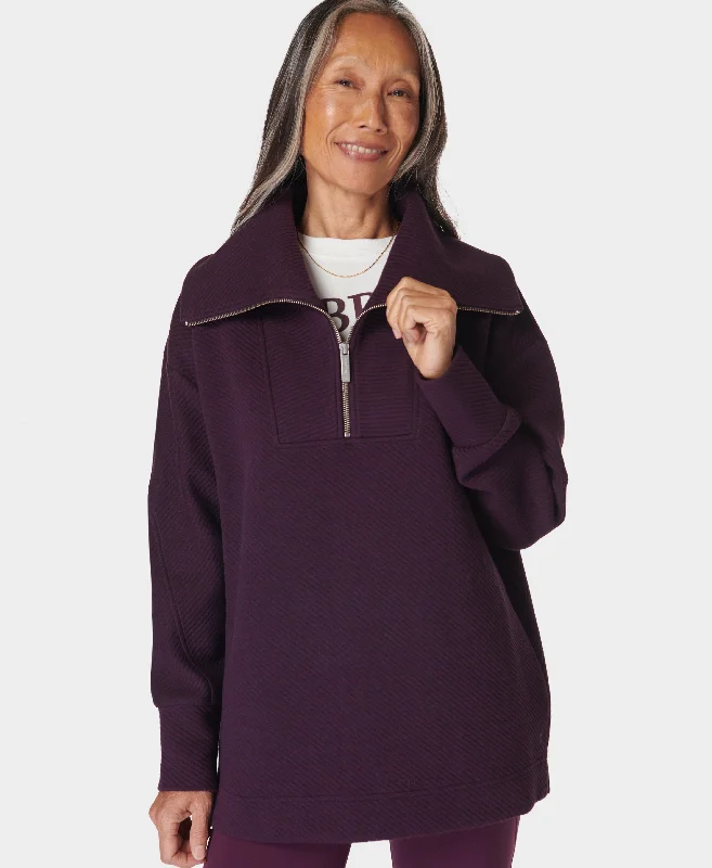 Radiant Half Zip Sweatshirt Sb9938 Midnight-Cherry-Purp Hoodie with Distressed Vintage Worn