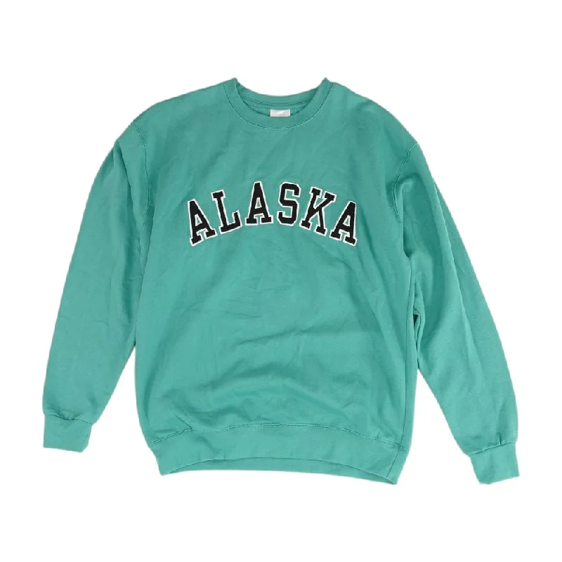 Teal Solid Sweatshirt Pullover Hoodie with Elastic Cuffs Stretchable Comfortable