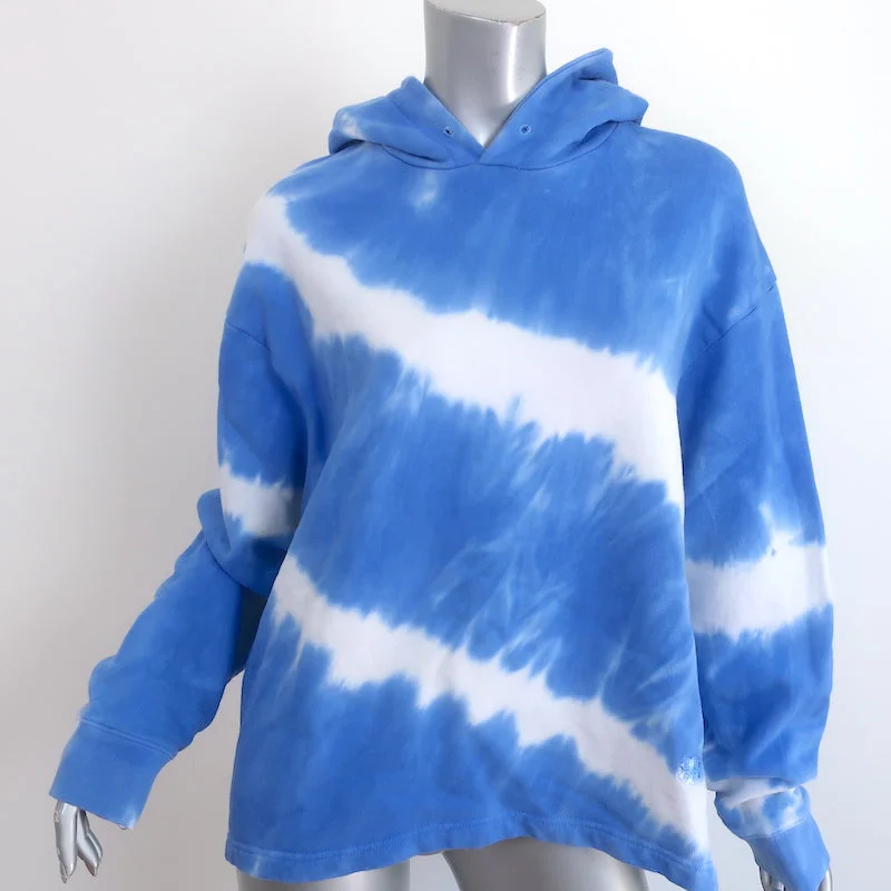 Tory Burch Tory Sport Tie Dye Hoodie Sweatshirt Blue Cotton Size Small Hoodie with Slim Fit Tailored Modern