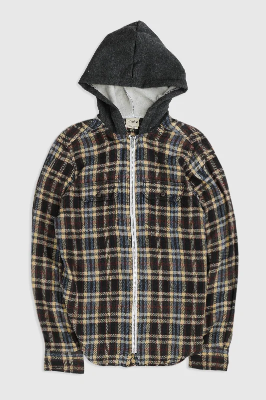 Unisex Rework Hooded Flannel - XS Hoodie Jacket Zipper Layering