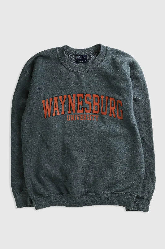 Vintage Waynesburg Sweatshirt Zip Hoodie Drawstring Kangaroo Pocket