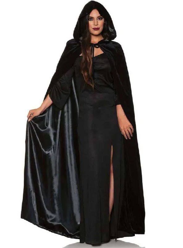 Hooded Black Satin Lined Womens Halloween Costume Cape Hoodie with Gradient Ombre Colorful