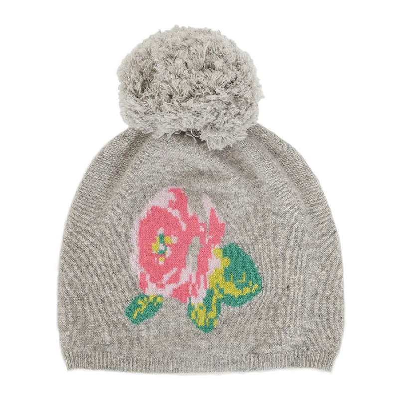 Floral Beanie in Sweatshirt Combo Hoodie with Rolled Sleeves Casual Relaxed