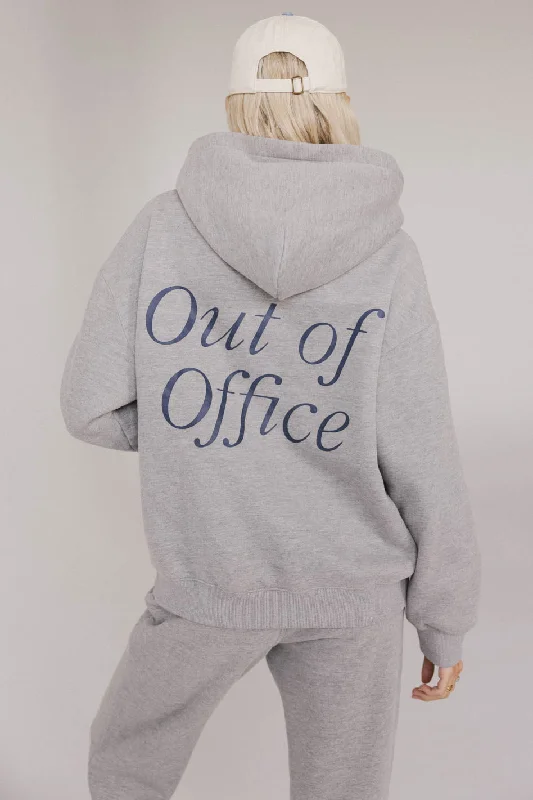 Out of Office Sweatshirt in Heather Grey Hoodie with Snap Buttons Easy Quick