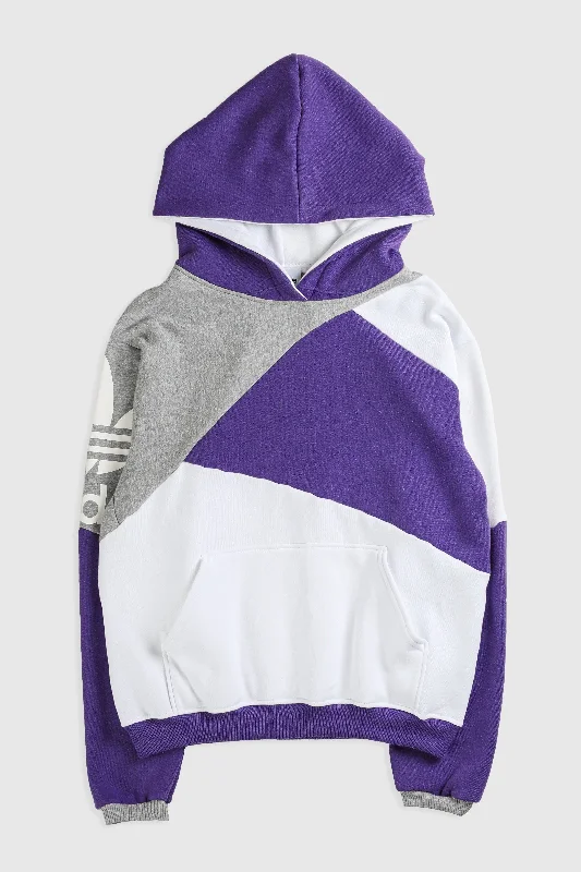 Rework Adidas Patchwork Sweatshirt - M Hoodie with Button Placket Classic Preppy