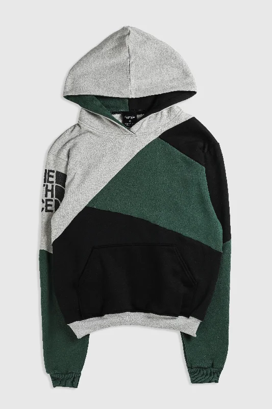 Rework North Face Patchwork Sweatshirt - XS Hoodie with Full-Zip Functional Layering