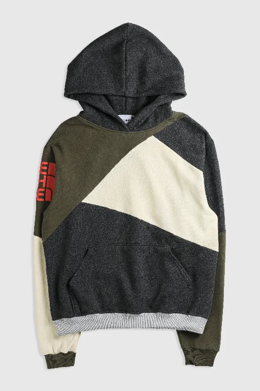 Rework North Face Patchwork Sweatshirt - L Hoodie with Toggle Buttons Decorative Unique