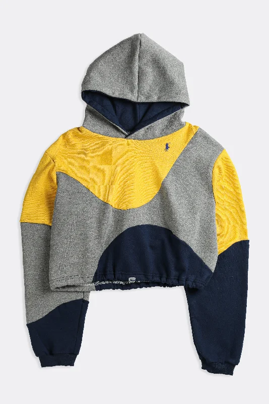 Rework Wave Crop Sweatshirt - M Hoodie with Hood Adjustable Protection