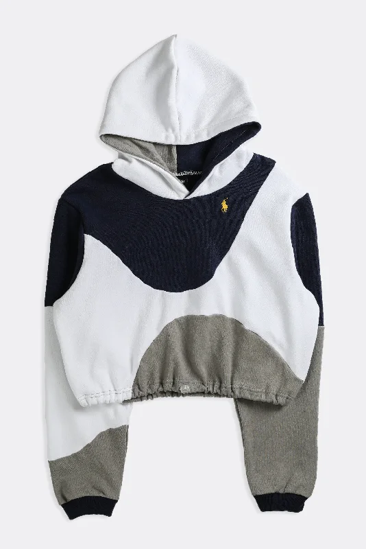 Rework Wave Crop Sweatshirt - S Hoodie with Color Block Contrast Stylish