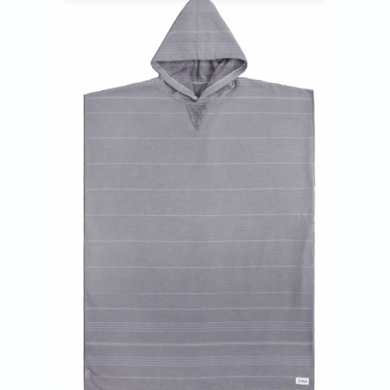 Sand Cloud Classic Stripe Hooded Poncho in Grey Oversized Hoodie Comfort Casual