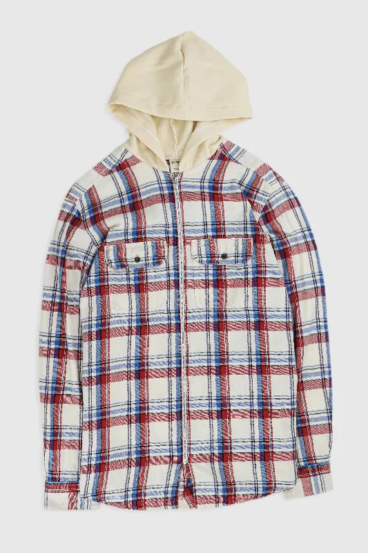 Unisex Rework Hooded Flannel - M Hoodie with Slim Fit Tailored Modern