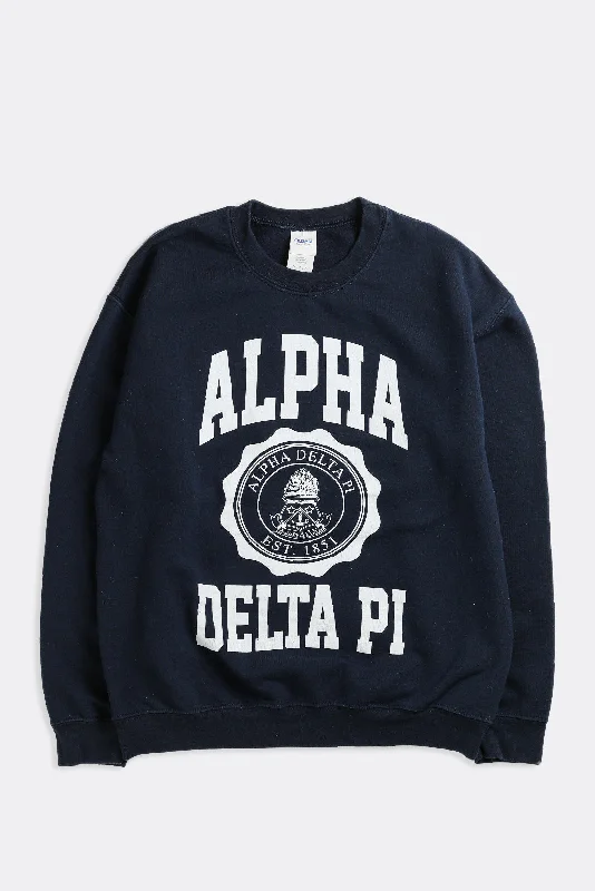 Vintage Alpha Delta Pi Sweatshirt - M Hoodie with Turtle Neck Cozy Winter