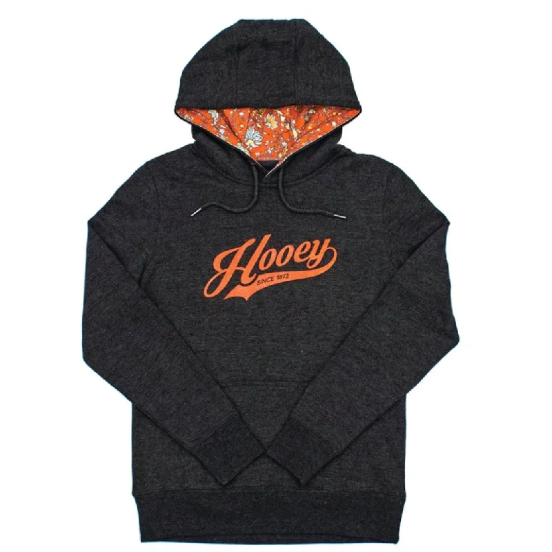 Women's "Praire" Hooey Charcoal  With Orange Logo Hoodie HH1196CH Hoodie with Monochrome Minimalist Simple