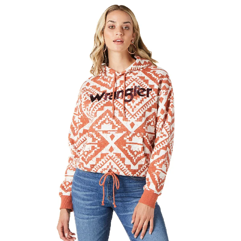 Women's Wrangler Retro® Western Vintage Hoodie - Burnt Orange - 112335652 Hoodie with Drawcord Adjustable Secure