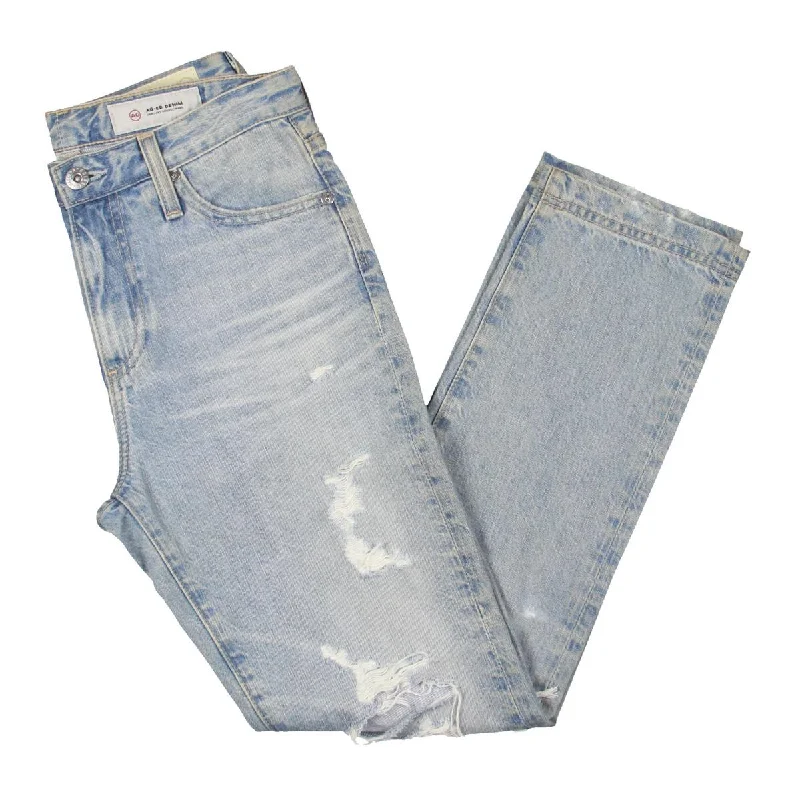 AG Adriano Goldschmied Womens Cotton Distressed Straight Leg Jeans Trendy Layered Pocket Jeans