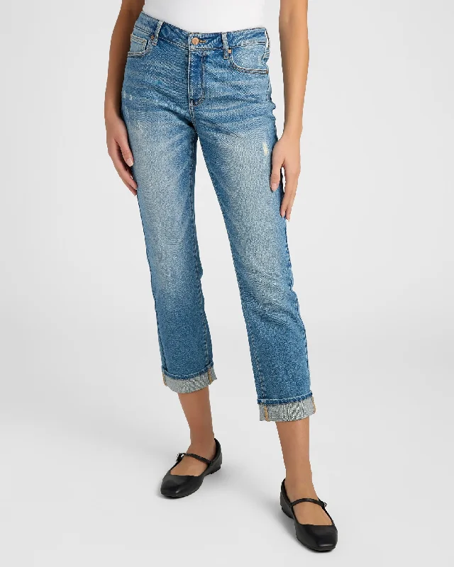 Angie Mid Rise Boyfriend Jeans Casual Light Wash Jeans